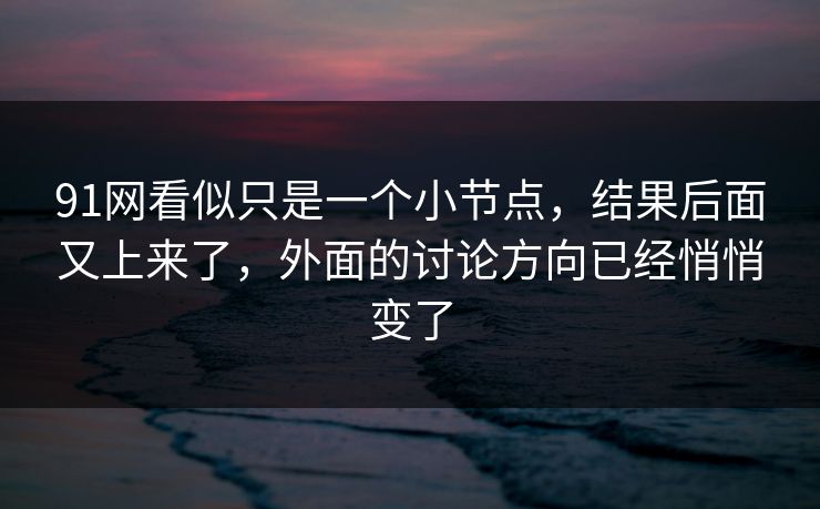 91网看似只是一个小节点，结果后面又上来了，外面的讨论方向已经悄悄变了