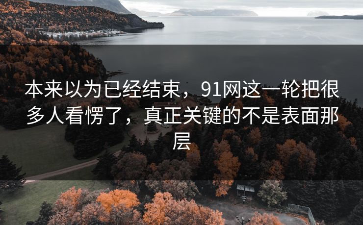 本来以为已经结束，91网这一轮把很多人看愣了，真正关键的不是表面那层