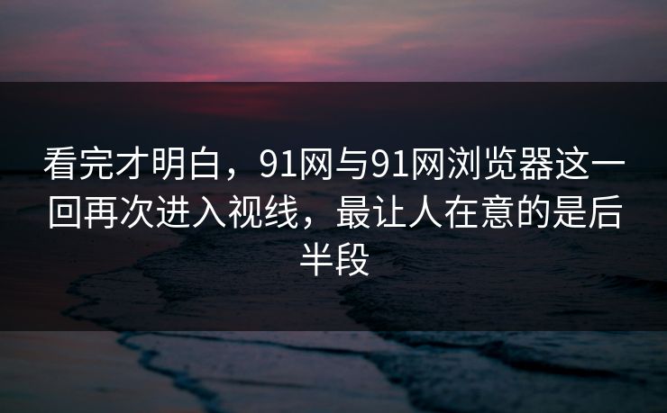 看完才明白，91网与91网浏览器这一回再次进入视线，最让人在意的是后半段