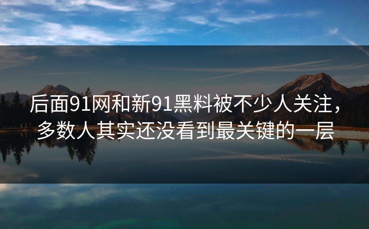 后面91网和新91黑料被不少人关注，多数人其实还没看到最关键的一层